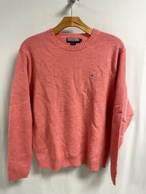 VINEYARD VINES Whale Crew Neck Lambswool Sweater Super Soft Coral Men's XXL